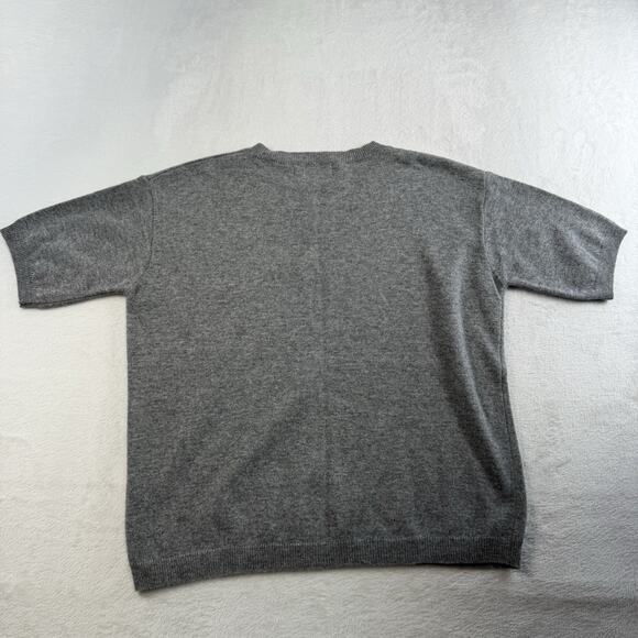 Bianco & Blu Sz M Sweater Wool Cashmere Silk Blend Short Sleeve Minimalist Italy - Picture 9 of 10